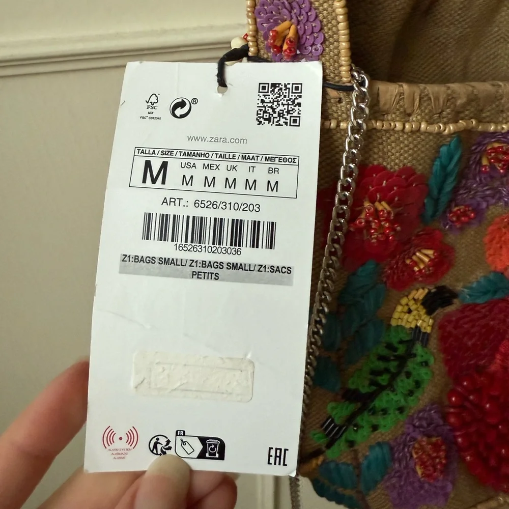 NWT ZARA BEADED BASKET BAG - Picture 16 of 16